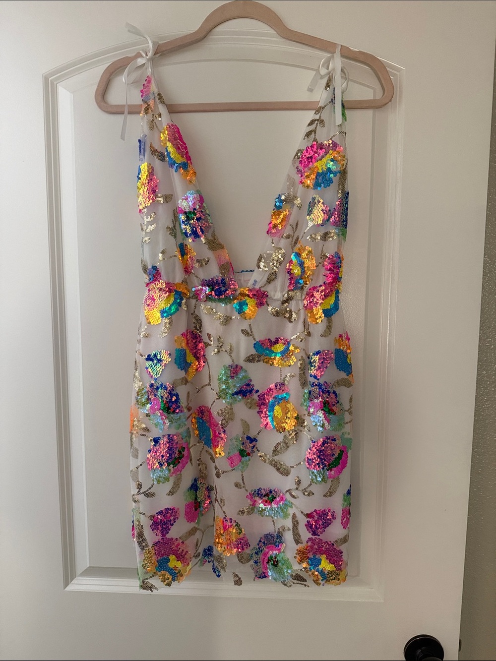 Sequin Floral Mini Dress in Multi-Color